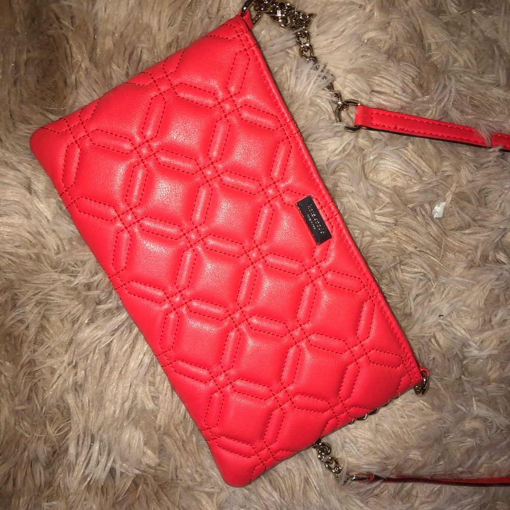 Pink quilted soft Kate Spade purse leather